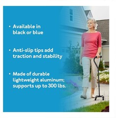 Adjustable Quad Cane Supports up to 250 Pounds Adjustable Height Black