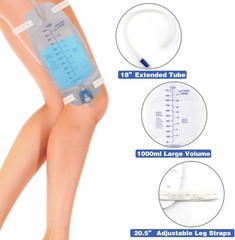 3 Pack 32oz Catheter Leg Bags w/ 18″ Tubing Anti-Reflux Drainage Bags