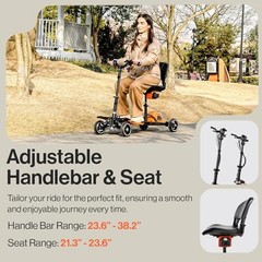SuperHandy Passport Pro Mobility Scooter, Foldable Aluminum Frame – Orange/Black
