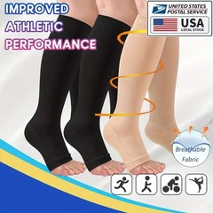 Elastic Open Toe Copper Compression Socks 20-30mmHg Knee-High Breathable Unisex