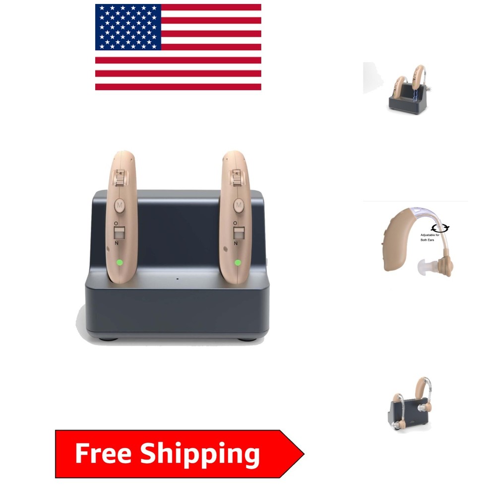 Rechargeable Hearing Aid for Seniors – 2-Pack with Noise Cancellation & Comfort