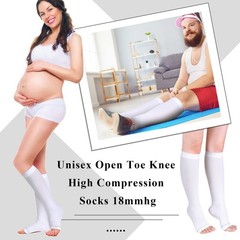 Sintege 4 Pairs Open Toe Anti Embolism Compression Stockings TED L/XL, white