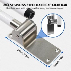 Toilet Bathroom 24 Inch Flip Up Grab Bars Handicap Rail Without Support Rod