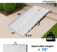 5FT Aluminum Wheelchair Ramp, 1000 LBS Capacity, Non-Slip & Portable