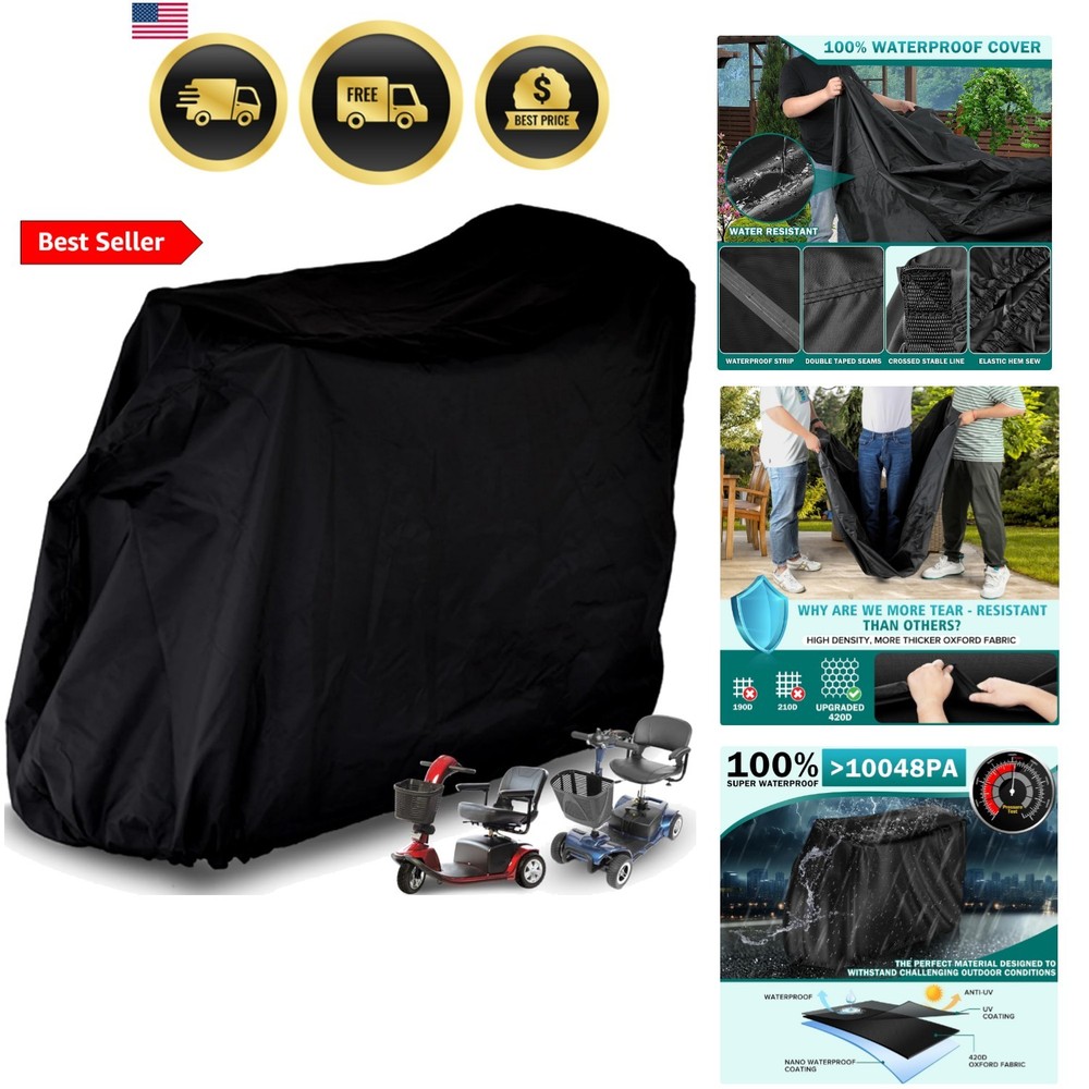 48″L x 22″W x 38″H Upgraded Mobility Scooter Storage Cover, 420D Oxford Fabri…