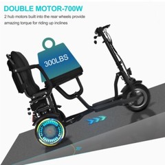 700W 3-Wheel Electric Mobility Scooter Double Motor Folding Portable Scooter US