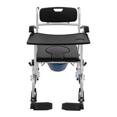 220lbs Shower Commode Chair Mobility Wheelchair Bedside Toilet Seat with Casters