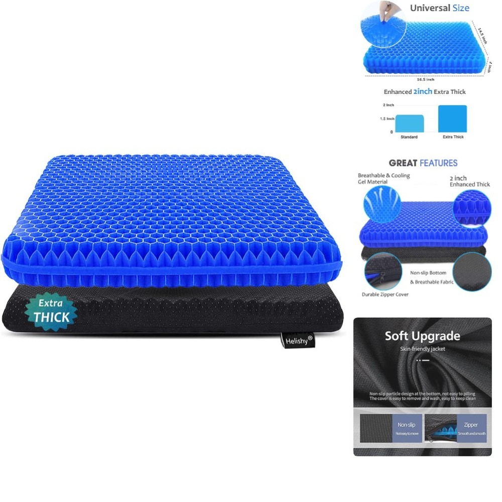 Gel Seat Cushion for Long Sitting Extra Thick Gel Cushion for Wheelchair So…..