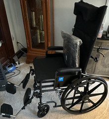 Medline Recliner Wheelchair Black Adjustable Footrests Reclining Backrest