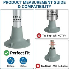Shower Chair Replacement Feet 4-Pack: 28.6cm Non-Slip Suction 1-1/8” I.D Grey