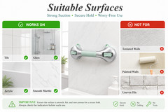 17in Suction Shower Grab Bar with Indicators, Balance Assist Steady Handle