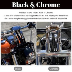 Harley 1-1/4 Inch Rise Handlebar Risers Extension for Touring Softail Dyna