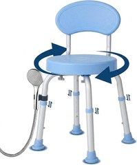 Shower Chair Stool Seat 360° Swivel Elderly Disabled Adjustable 150kg Capacity