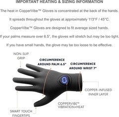 Copper Compression CopperVibe Vibration Heat Therapy Gloves Black New OPEN BOX
