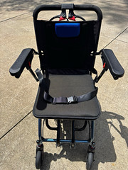 Foldable Transport Wheelchair w/ Seat Belt, Armrests, Push Handle, Black