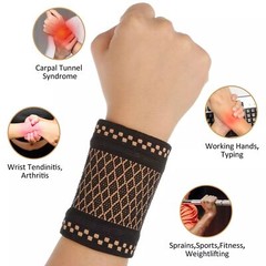 4 PCS Copper Sports Wrist Band Brace Wrap Adjustable Support Strap Carpal Tunnel