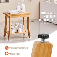 Bamboo Shower Bench 19.1 x 11.3 x 18.3 in Shower Stool Chair for Bathroom