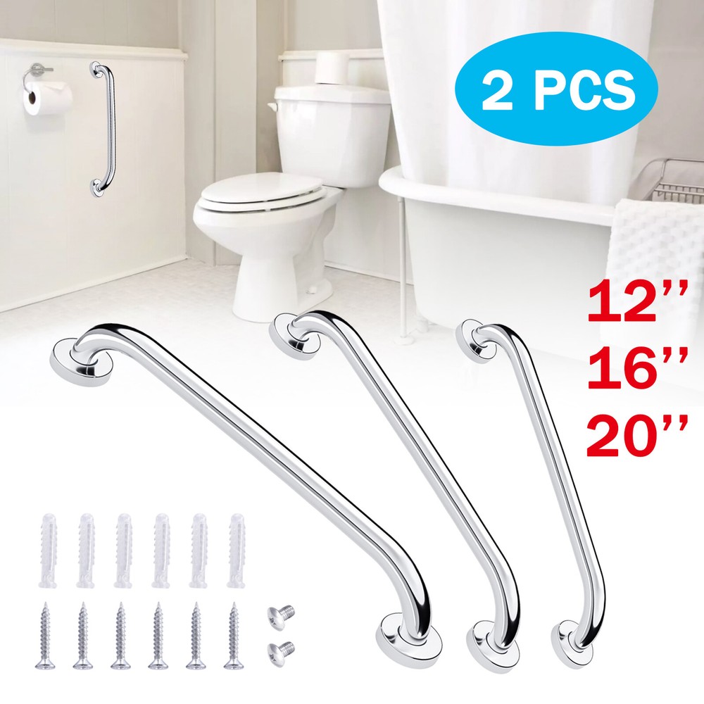 2PCS Stainless Steel Grab Bar Handicap Shower Tub Handle Support Bathroom Safety