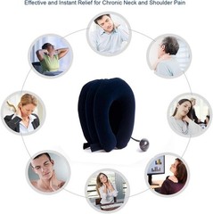 Cervical Neck Traction Device Inflatable Stretcher, Easy to Use for Blue