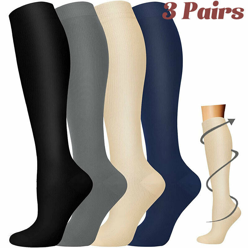 6 pares Medias de compresión para hombres y mujeres Profesionales 20-30 mmHg