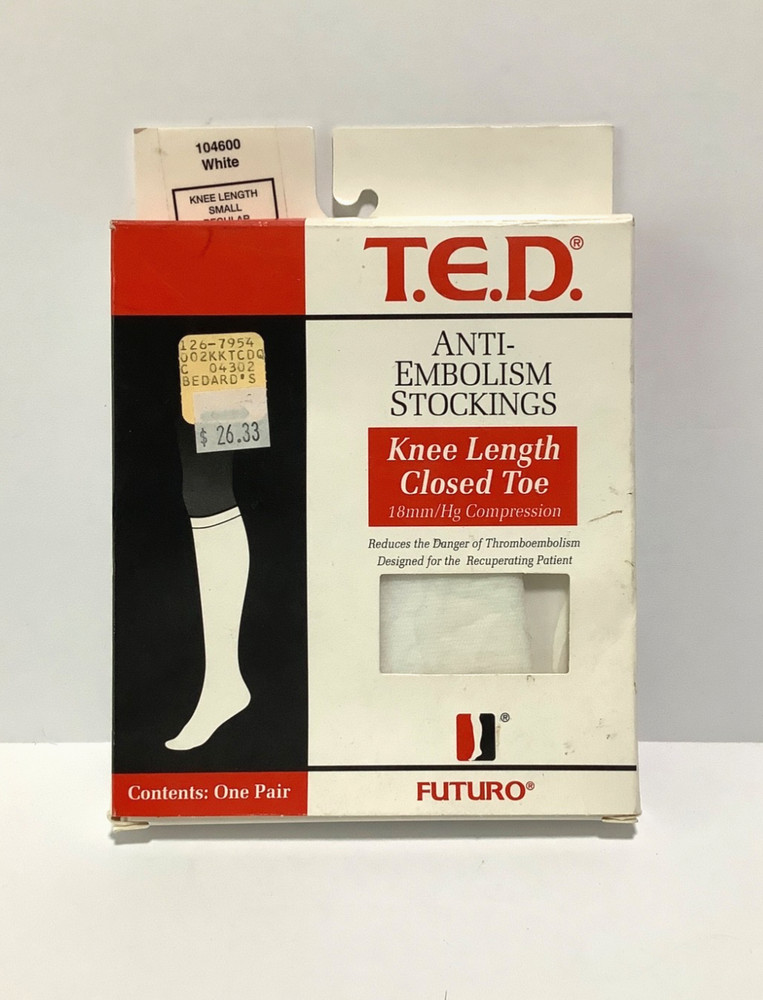18mm/HG compression small knee length closed toe TED Anti-Embolism Stockings