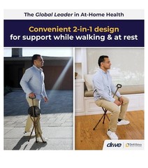 Drive Medical RTL10365-ADJ Folding Lightweight Cane Seat, Adjustable Height