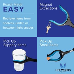 LIFE WORKS Reacher Grabber Tool, 360° Rotating Head, Lightweight 36″…