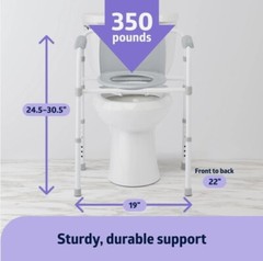 3-in-1 Steel Folding Bedside Commode, Removable Bucket & Seat, Gray – Open Box