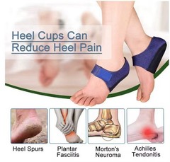 Adjustable Heel Cups Heel & Foot Support for Heel Pain Relief Black/Blue Pair
