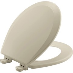Bemis 500EC Durable Wood Toilet Seat with Easy Clean Hinges, Made Round, Bone
