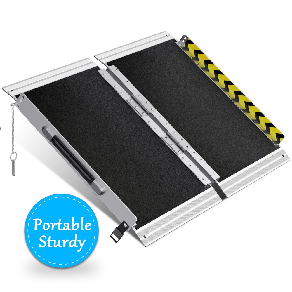 2-10ft Folding Aluminum Wheelchair Ramp Portable Mobility Scooter Non-Slip 600LB