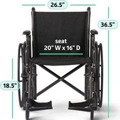 Medline Comfortable Folding Wheelchair w/ Swing-Back Desk-Length Arms