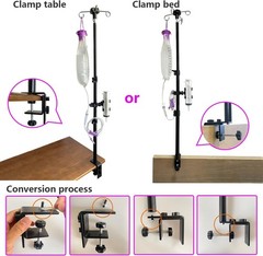 Portable 43-Inch Adjustable Feeding Tube & Pump Stand with Clamp