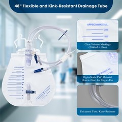 Urinary Drainage Bag 2000ml, 5 Pack Catheter Bags for Women and Men, Professi…
