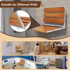 18″ Folding Shower Seat – Heavy Duty 400 lbs Wall Mounted Bench, Space-Saving Sp