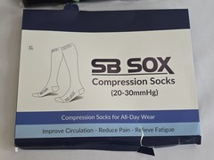 SB Sox Compression Socks 20-30Mmhg XL MEN 12-14+ WOMEN 13+Black NIB BOX DAMAGE