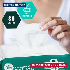 MED PRIDE Disposable XL Premoistened Washcloths 8″ x 12″ Pack of 80 – Adult Clot