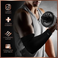 Dr. Frederick’s Original Copper Compression Elbow Sleeve, X-Large, Black