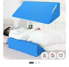 Foam Bed Wedge Pillow Blue Removable Cover for Sleeping and Positioning