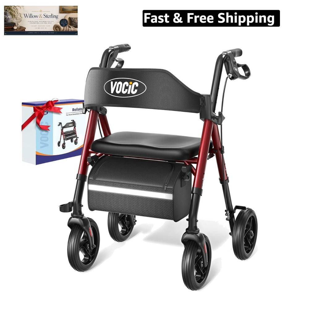 Walkers for Seniors, Z21 Rollator Walker with Seat Supports 350lb, 8″ Big Whe…