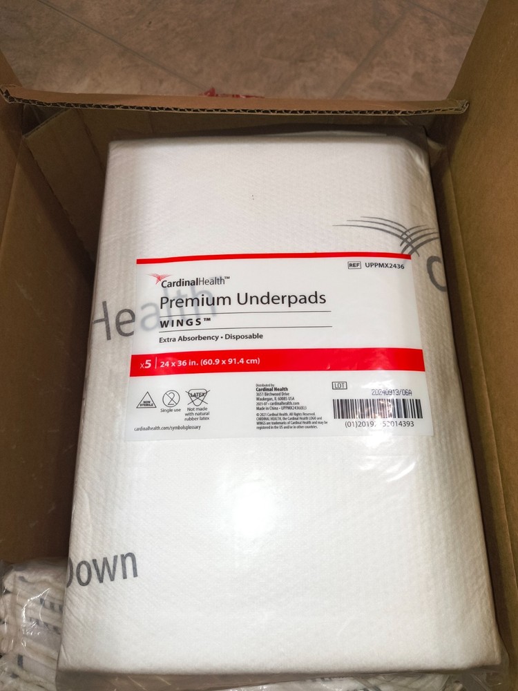 😲WOW 25ct. 2021 Cardinal Health 5 PACK OF 5 Premium Underpads Wings, 24″ x 36″