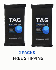 2 Pack TAG Disposable Body Wipes 1 Pack with Aloe Chamomile Vitamin E 18ct each