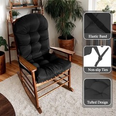 MQK Adirondack Chair Cushion, Thick Indoor/Outdoor Rocking 44x19in, Black