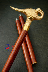 Victorian Antique Brass Hercules Swan Handle Walking Stick wooden Walking Cane