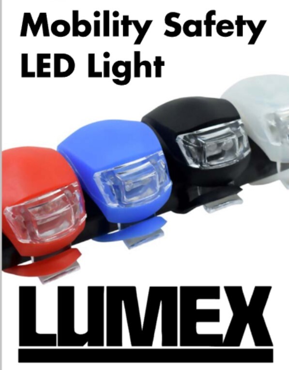 2 Lumex LED Mobility Lights Clip On Walkers Wheechair Cane & FREE BATTERIES
