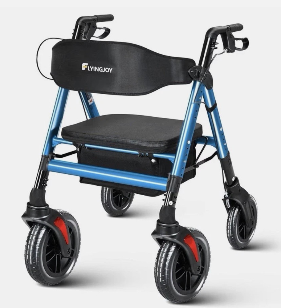 FlyingJoy HEAVY-DUTY EXTRA WIDE ROLLATOR WALKER WITH SEAT, 450 lbs. CAPACITY
