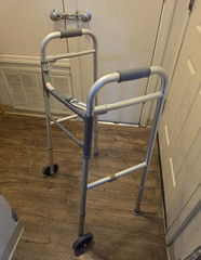 Guardian Folding 2-Wheel Walker, Adjustable Height, Aluminum Silver/Gray G30757