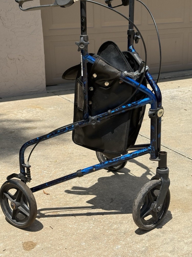 Carex Triangular Rolling Walker w/Custom Blue Marble Finish + Oxygen Tank Holder