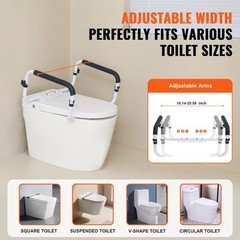 VEVOR Toilet Safety Rail Seat Frame for Elderly Adjustable Handrail Grab Bar