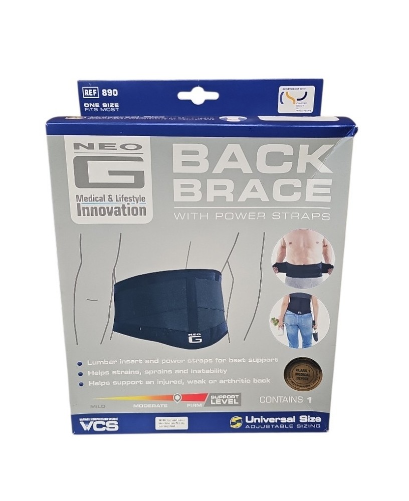 Neo G Back Brace W Power Straps Universal Sizing Fits Up To 52″ Waist Damagebox